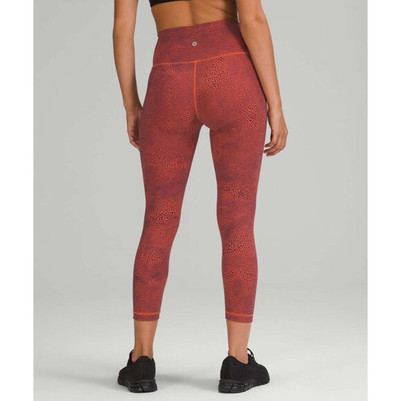 Lululemon Invigorate High-Rise Crop Orange Crackle Glaze Athletic Leggings Sz 4 - Picture 4 of 8